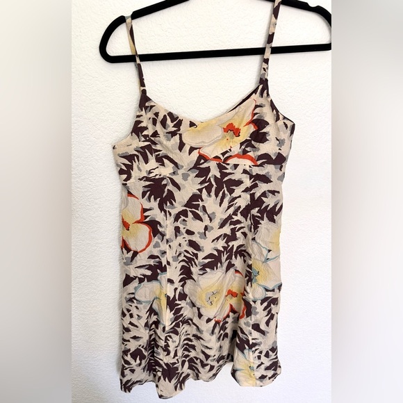 Anthropologie HD Paris Fern Flower Silk Slip Tank Dress Y2K Boho Hippie - Picture 4 of 8